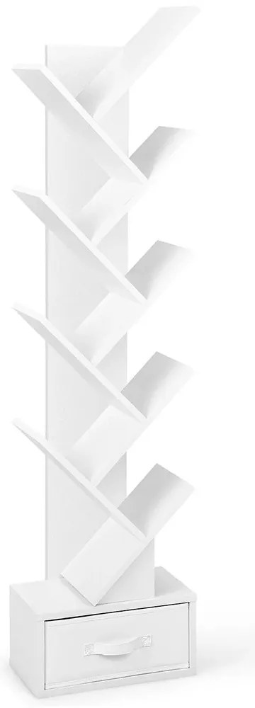 Bibliotecă cu 10 rafturi, albă