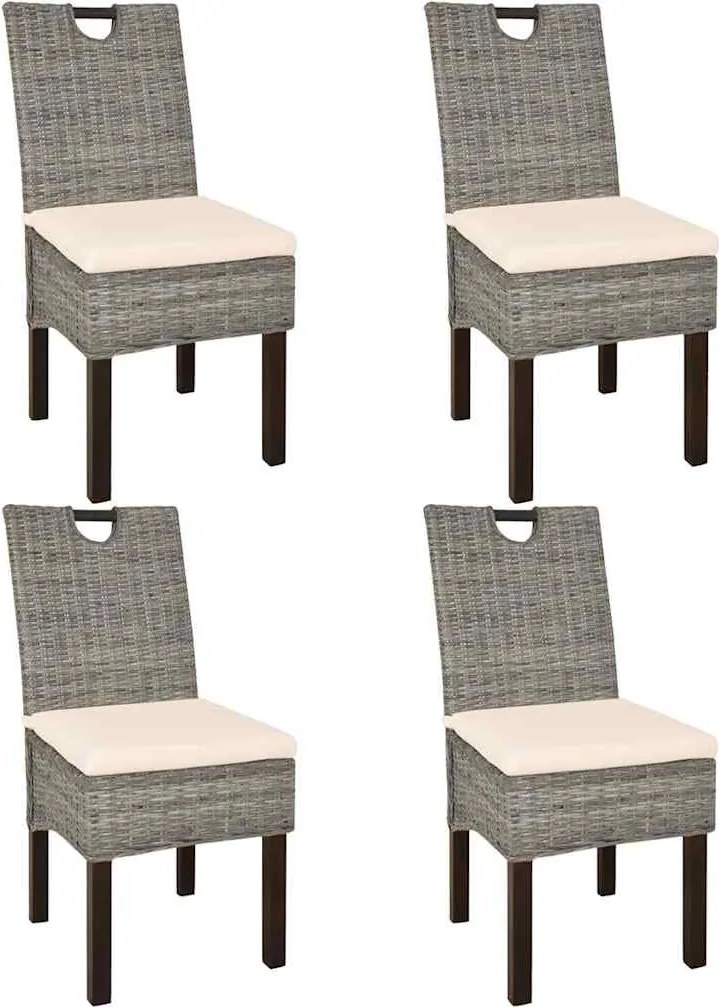 vidaXL Scaun de bucătărie 4 buc. din ratan Kubu și lemn de mango