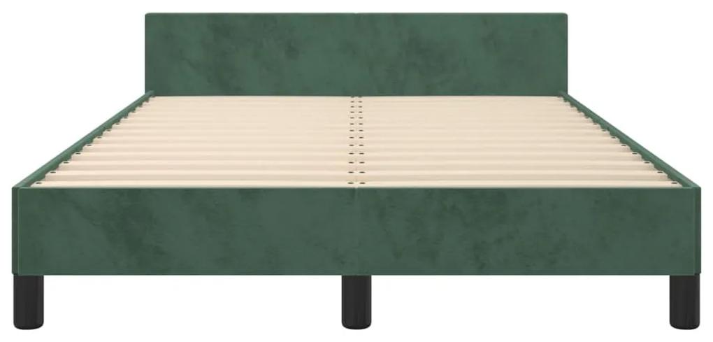 Cadru de pat cu tablie, verde inchis, 120x200 cm, catifea Verde inchis, 120 x 200 cm, Design cu nasturi