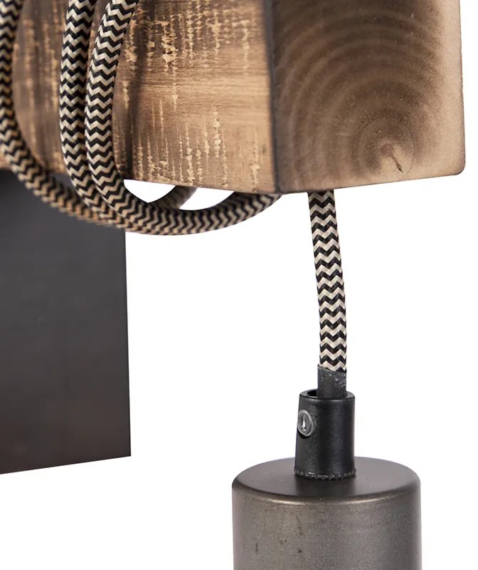 Lampă de perete industrială neagră cu lemn - Gallow