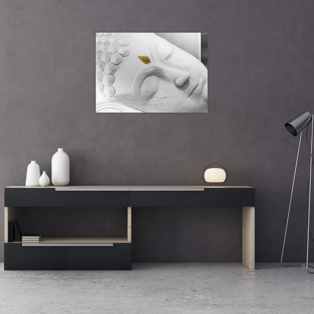 Tablou pe sticlă - Buddha alb (70x50 cm)