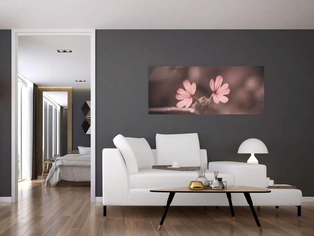 Tablou cu floare roz (120x50 cm)