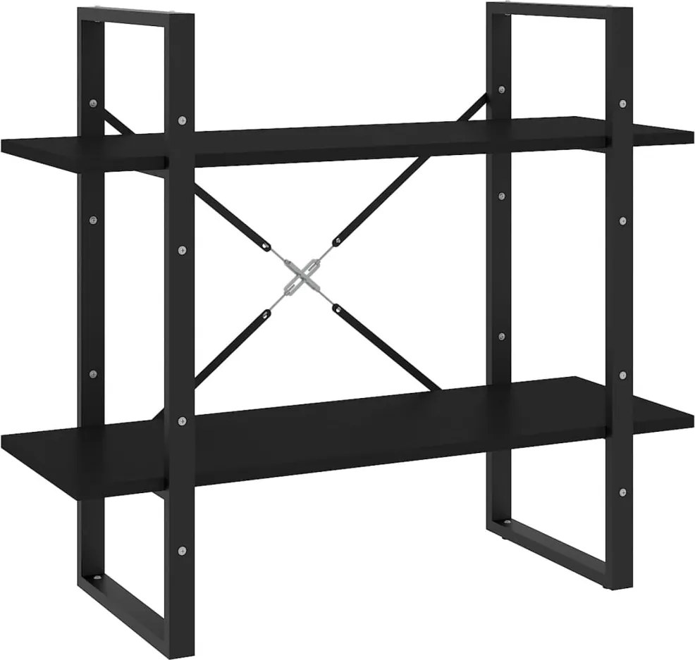 vidaXL Bibliotecă cu 2 rafturi, negru, 80x30x70 cm, PAL