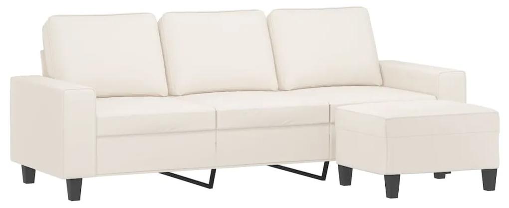 Canapea cu 3 locuri si taburet, bej, 180 cm, microfibra