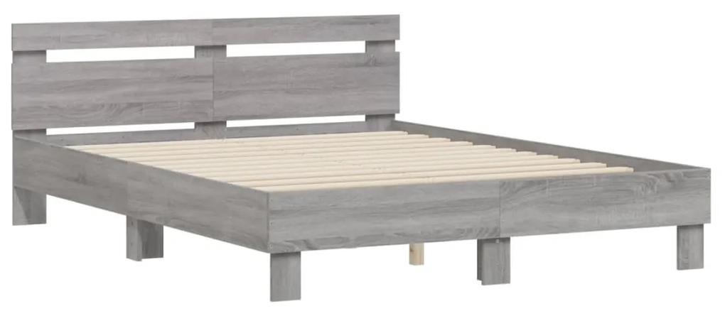 3207439 vidaXL Cadru de pat cu tăblie gri sonoma 140x190 cm lemn prelucrat