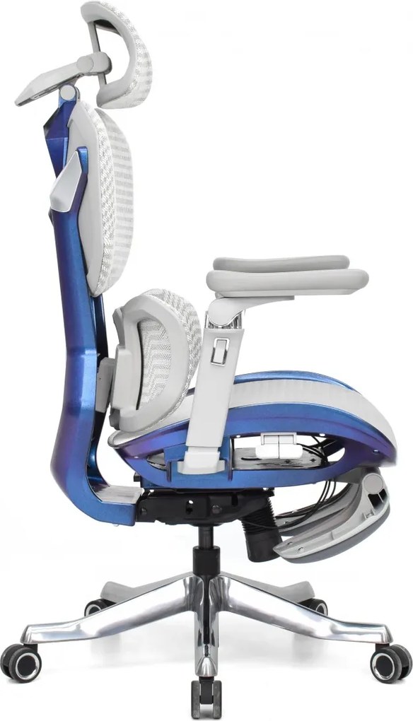 Scaun Ergonomic Premium AirMesh Elite X6D – Cotiere 6D, Suport Lombar Reglabil, Tetieră 4D, Sezut Translatie, Reclinare, Suport Picioare, Mesh, Gri/Colorful