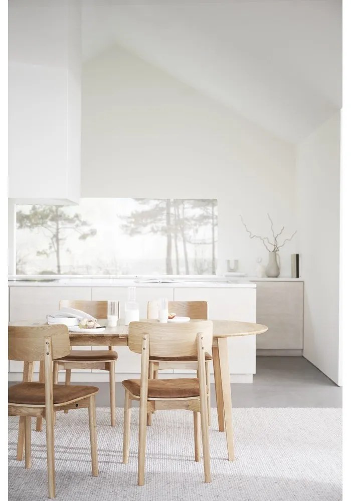 Scaune de dining maro coniac/natural 2 buc. din imitație de piele Wolcott – Rowico