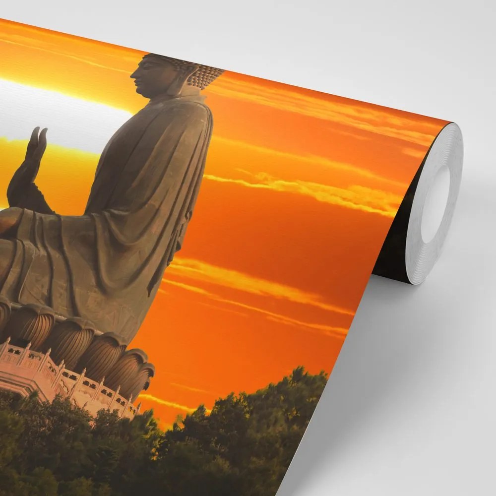 Tapet statuia Buddha la apus de soare