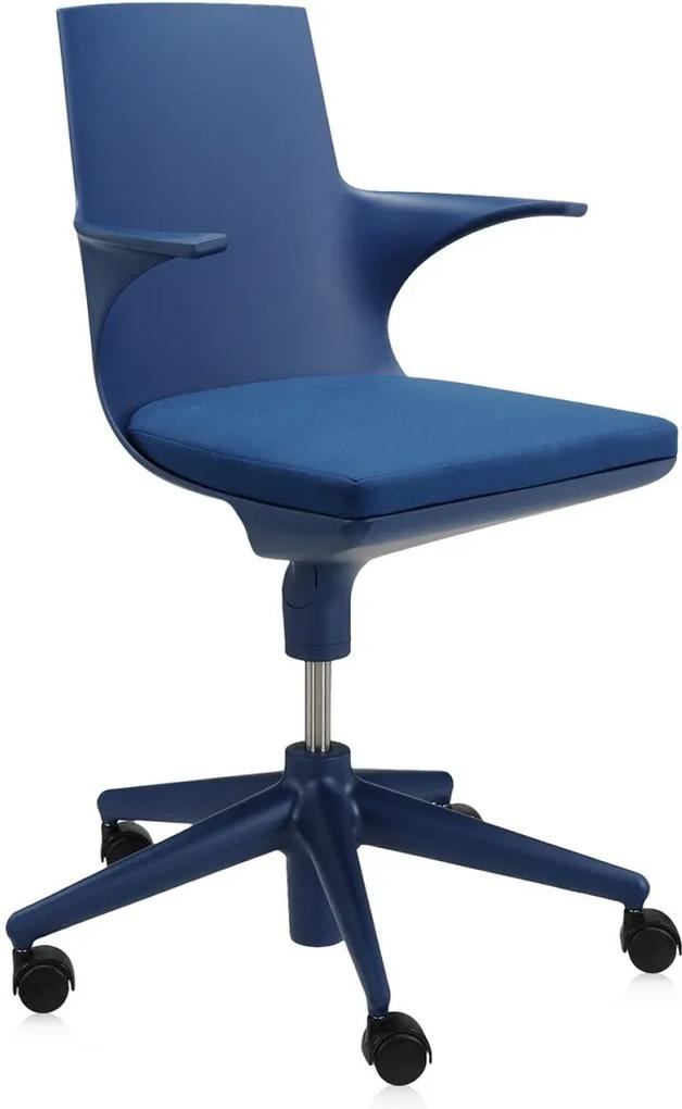 Scaun birou cu brate Kartell Spoon Chair, design Antonio Citterio &amp; Toan Nguyen, albastru