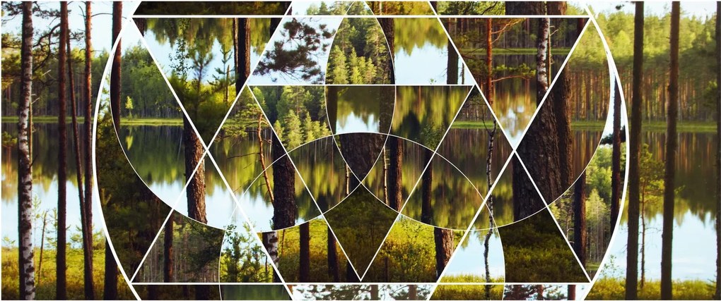Tablou - Colaj geometric pe fundalul pădurilor nordice (120x50 cm)