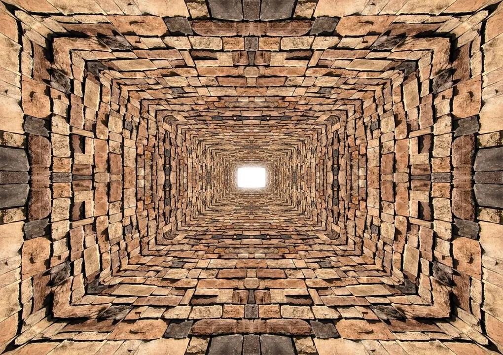Fototapet - 3D - Tunel din pietre (254x184 cm), în 8 de alte dimensiuni noi