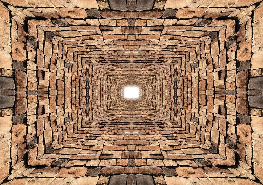 Fototapet - 3D - Tunel din pietre (254x184 cm)