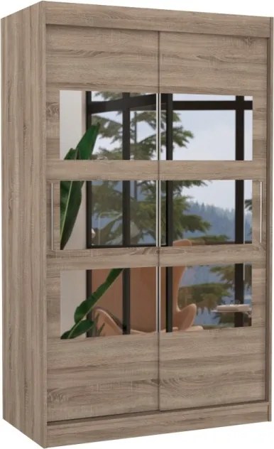 Dulap cu usi glisante si oglinda 120x200 cm, Kolorado, ADRK Furniture (Culoare: Ciocolata)