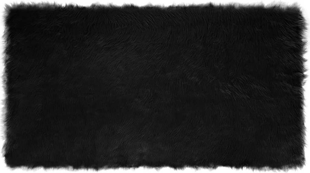 vidaXL Covor din Lână Faux Tafalla Negru 60 x 110 cm Poliester