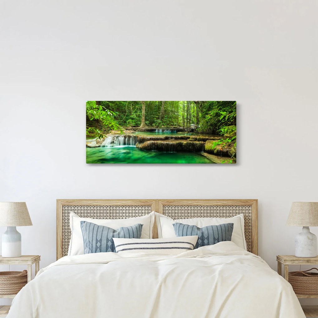 Tablou - Cascada Erawan din Kanchanaburi, Thailanda (120x50 cm)