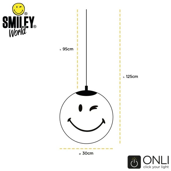 ONLI - Lustră suspendată pentru copii SMILEY 1xE27/15W/230V, albă