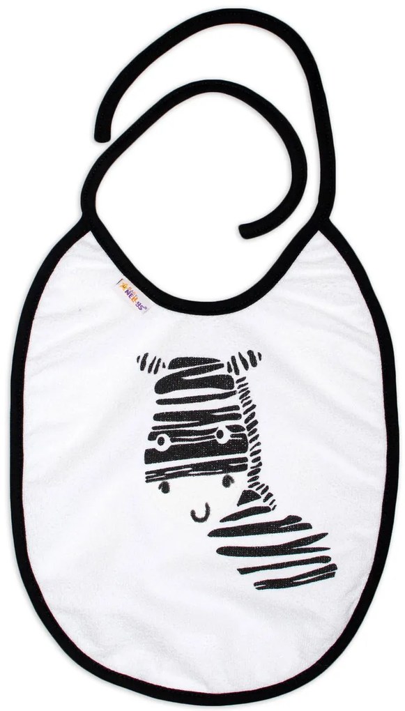 Bavețică impermeabilă mare Baby Nellys Zebra, 24 x 23 cm - alb