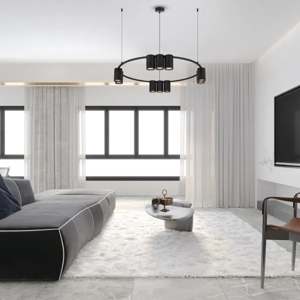 Lustră pe cablu GENESIS 10xGU10/8W/230V negru