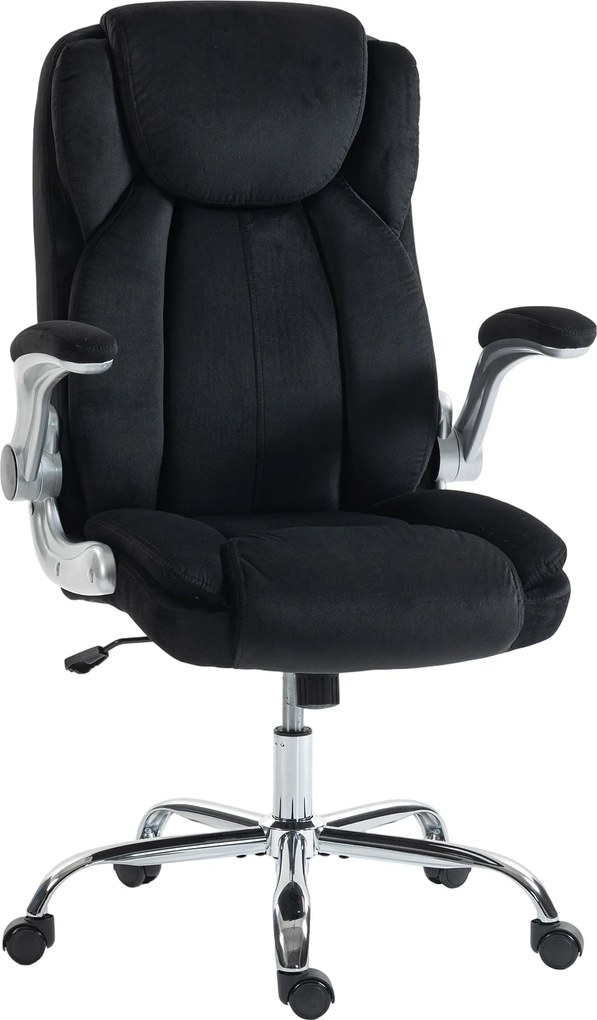 HOMCOM Scaun de birou ergonomic cu spătar înalt brațe rabatabile șezut cu arcuri înălțime reglabilă Negru | Aosom Romania