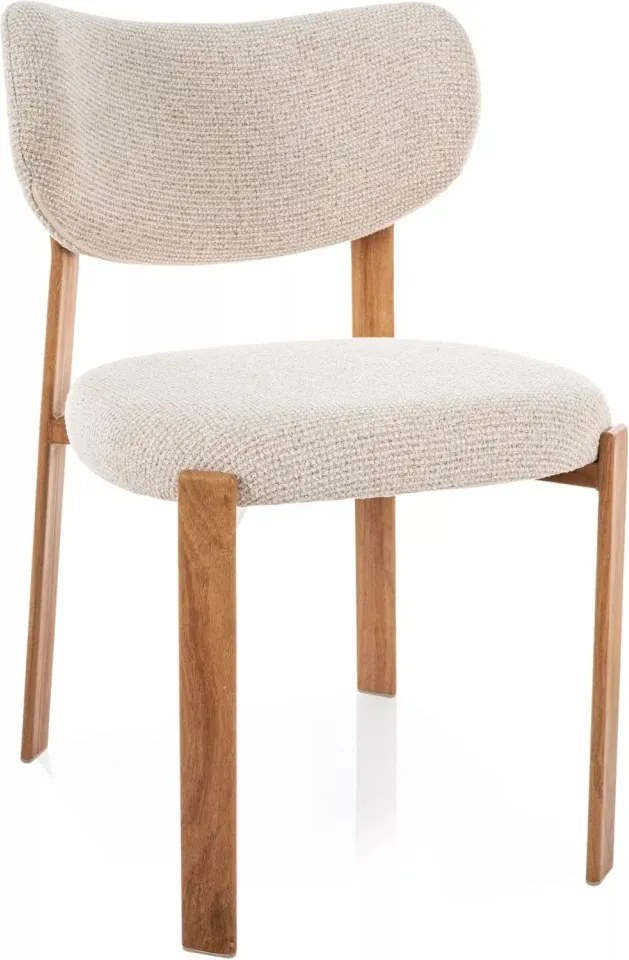 Scaun lemn tapitat Rin D 255 bej deschis/stejar - H79 cm