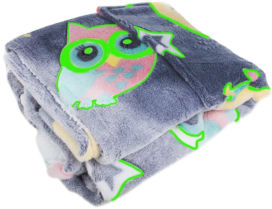 Patura hanorac pentru copii cu maneci si gluga SHINING OWL gri