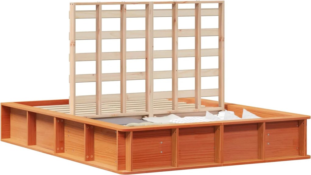 vidaXL Cadru de pat Maroniu cerat 135 x 190 cm Lemn de pin masiv