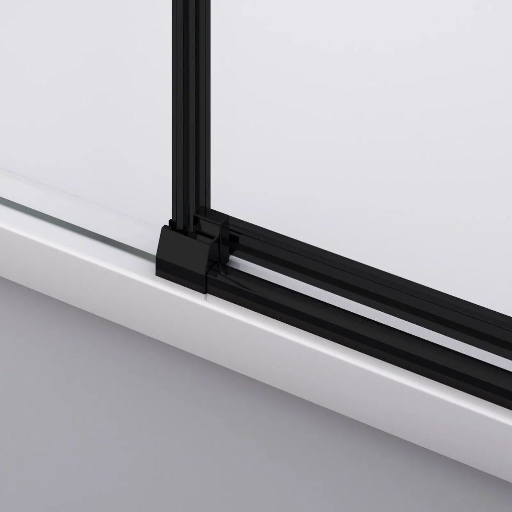 Cabina dus negru mat 140x80 cm, usa culisanta, grosime sticla 6 mm, tratament anticalcar, Ronal Divera