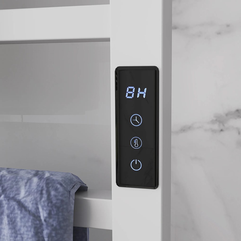 HOMCOM Uscător de Prosoape Electric cu 10 Bare, Timer, Afișaj LCD și Temperatură Reglabilă, 45x11x80 cm, Alb | Aosom Romania