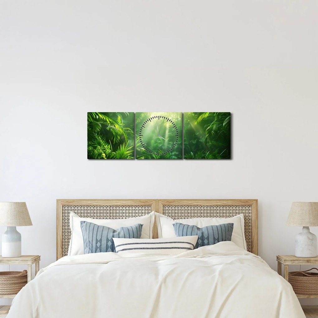 Tablou - Pădurea tropicală (cu ceas) (90x30 cm)