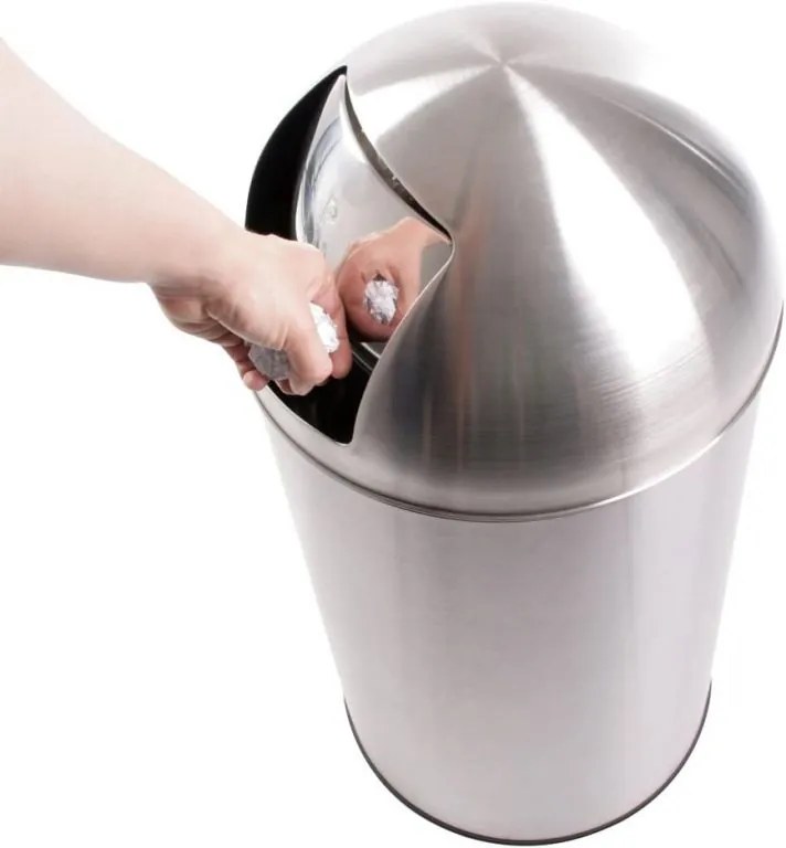 Coș de gunoi cu capac pivotant PUSH, 50l, oțel inoxidabil