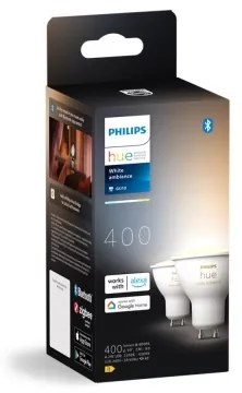 SET 2x bec LED dimabil Philips Hue WHITE AMBIANCE GU10/4,2W/230V 2200-6500K