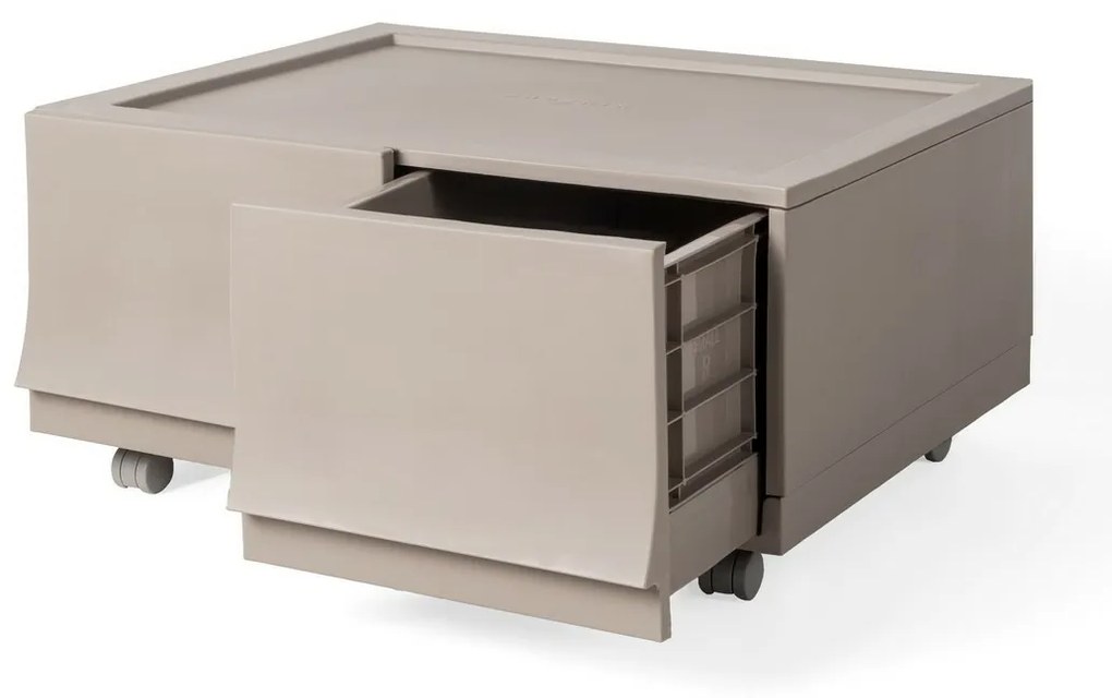 Cutie de depozitare modulară Wave twin Wood curoți 54,6 x 43,4 x 22 cm, Larg - 2 sertare - rotițe