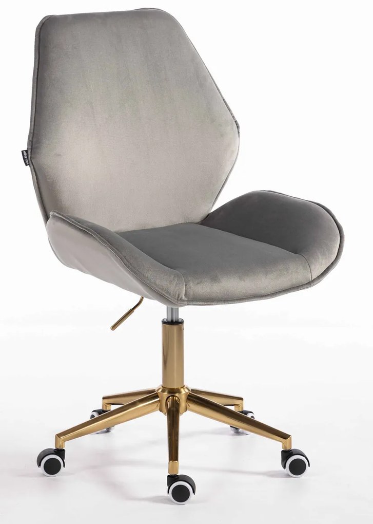 HR350K Scaun Gray din Catifea Bază Aurie
