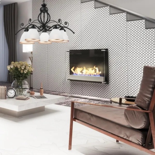 Candelabru RETRO II pe lanț, 5xE27/60W/230V, negru mat