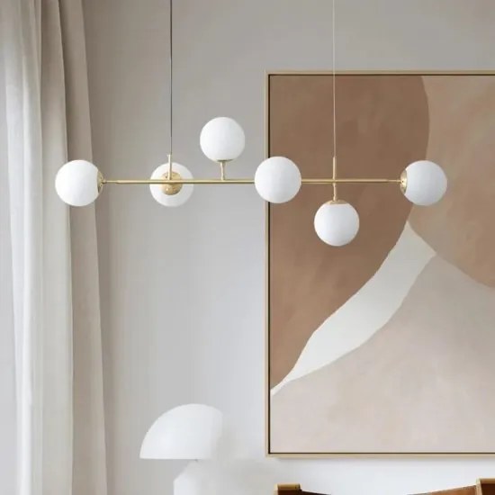 Lustra suspendata Gold, Elit's 6 globuri Albe