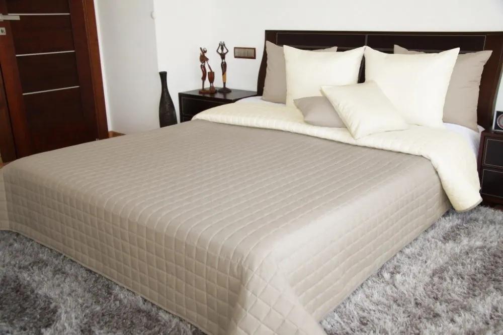 Cuvertură de pat de o culoare bej, cu cusături geometrice Lăţime: 75 cm | Lungime: 220 cm