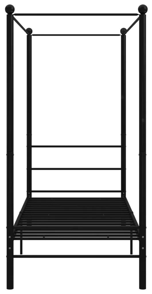 Cadru de pat cu baldachin, negru, 100x200 cm, metal Negru, 100 x 200 cm
