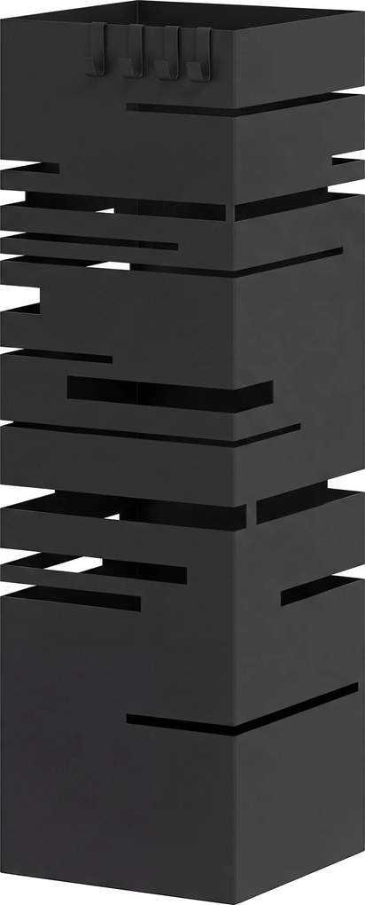 HOMCOM Suport metalic pentru umbrele cu 4 cârlige și tavă colectoare detașabilă pentru hol/birou 15,5x15,5x49 cm Negru | Aosom Romania