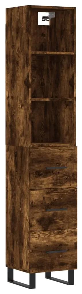 3189730 vidaXL Dulap înalt, stejar fumuriu, 34,5x34x180 cm, lemn prelucrat