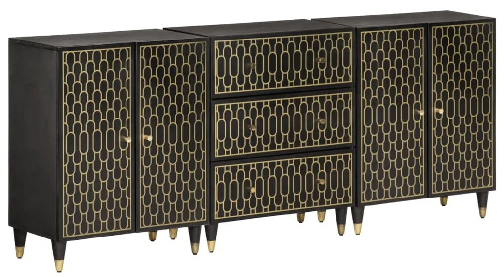 vidaXL Dulapuri laterale, 3 buc., 60x33x75 cm, lemn masiv de mango