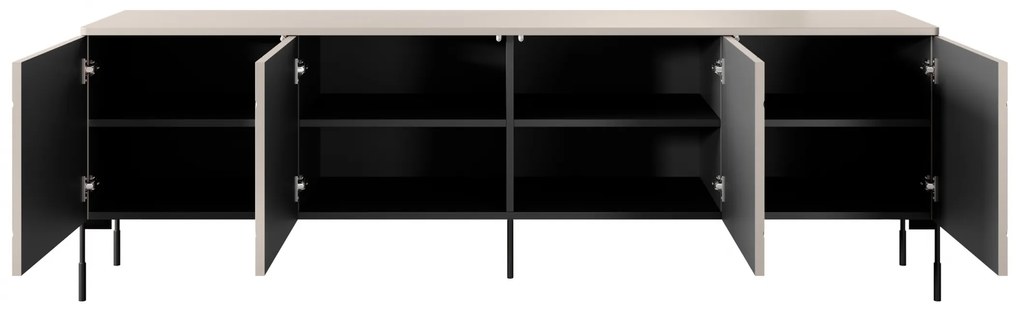 Comodă TV cu patru uși Sonatia pe picioare metalice 200 cm - cașmir