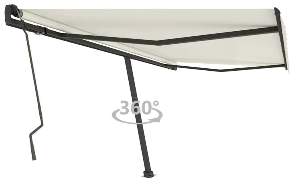 vidaXL Copertină autonomă retractabilă manual, crem, 400x300 cm