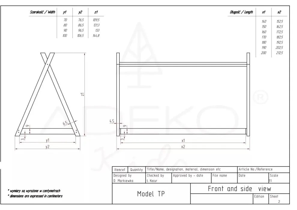 Cadru pat din lemn de pin, în formă de căsuță Adeko Mila TP, 90 x 160 cm