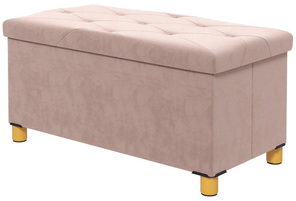 HOMCOM Banc de depozitare capat de pat pliabil volum 67 L capacitate de incarcare 120 kg cu capac 76L x 38l x 38H cm roz | Aosom Romania