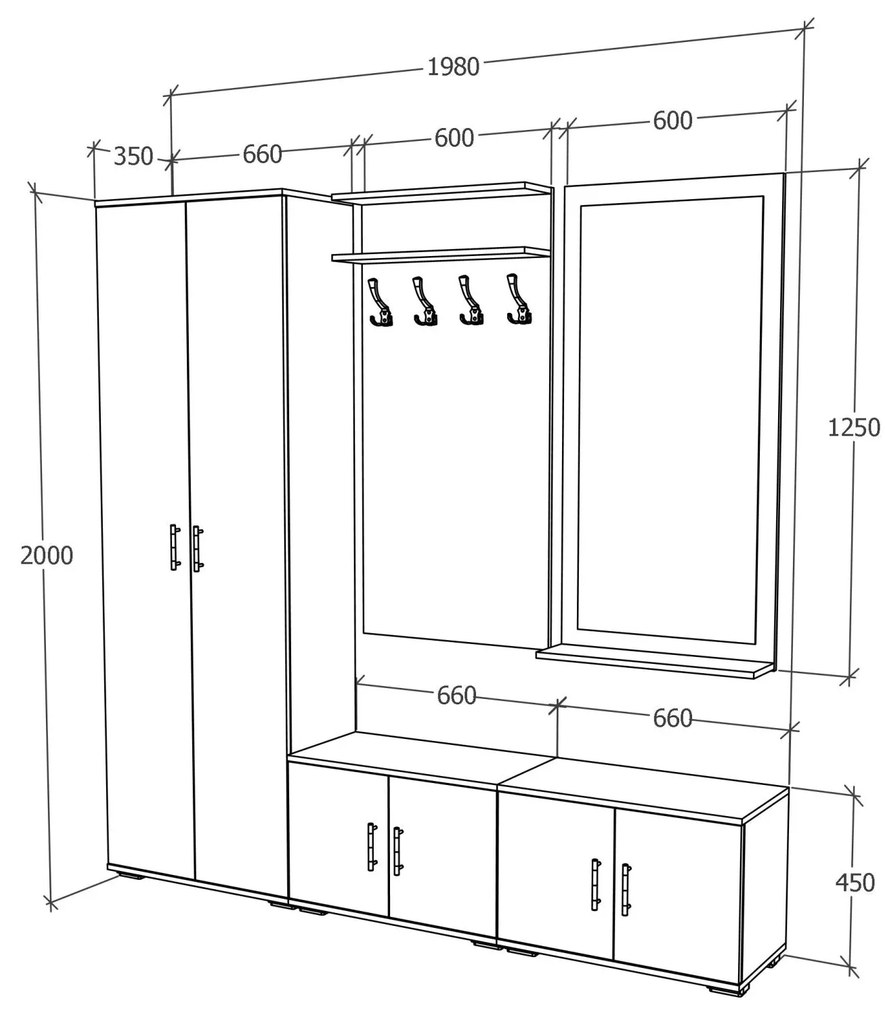 Set Hol Como V5, Antracit/Alb, L 200 cm