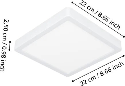 Eglo 901336 - Plafonieră LED FUEVA pentru baie, 10,5 W, 230 V, 22 x 22 cm, IP44, alb