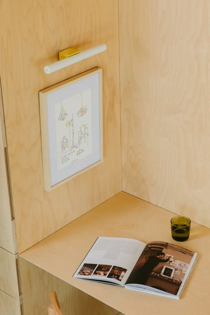 Aplica LED oglinda, tablou IP44 CALMA galben/opal 30cm