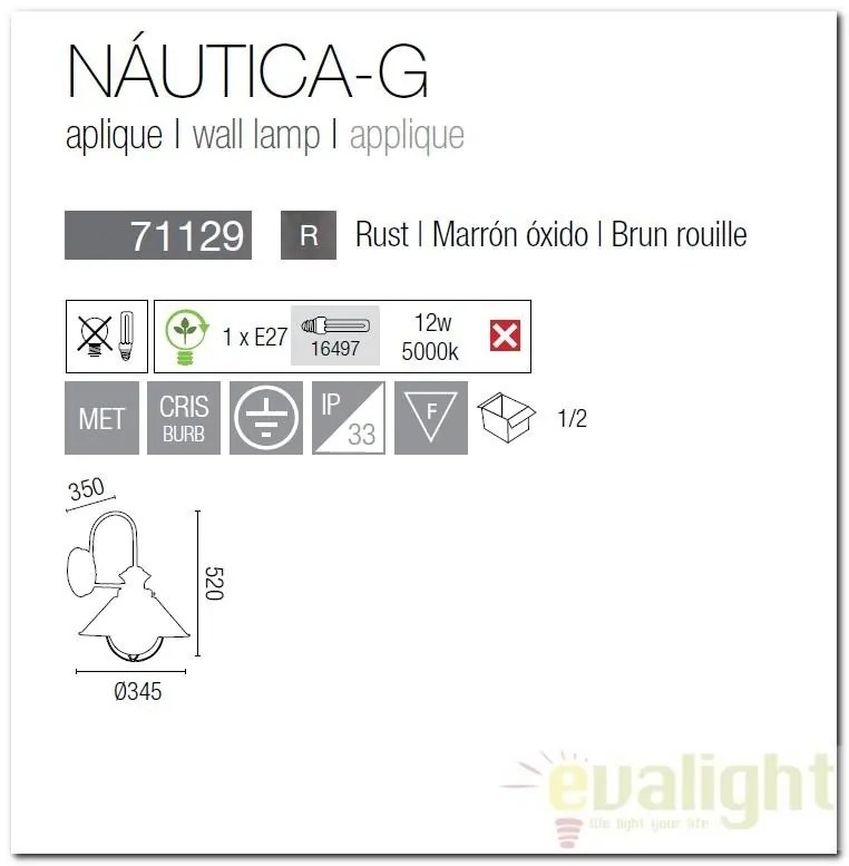 Aplica de perete exterior IP33 Nautica-G 71129