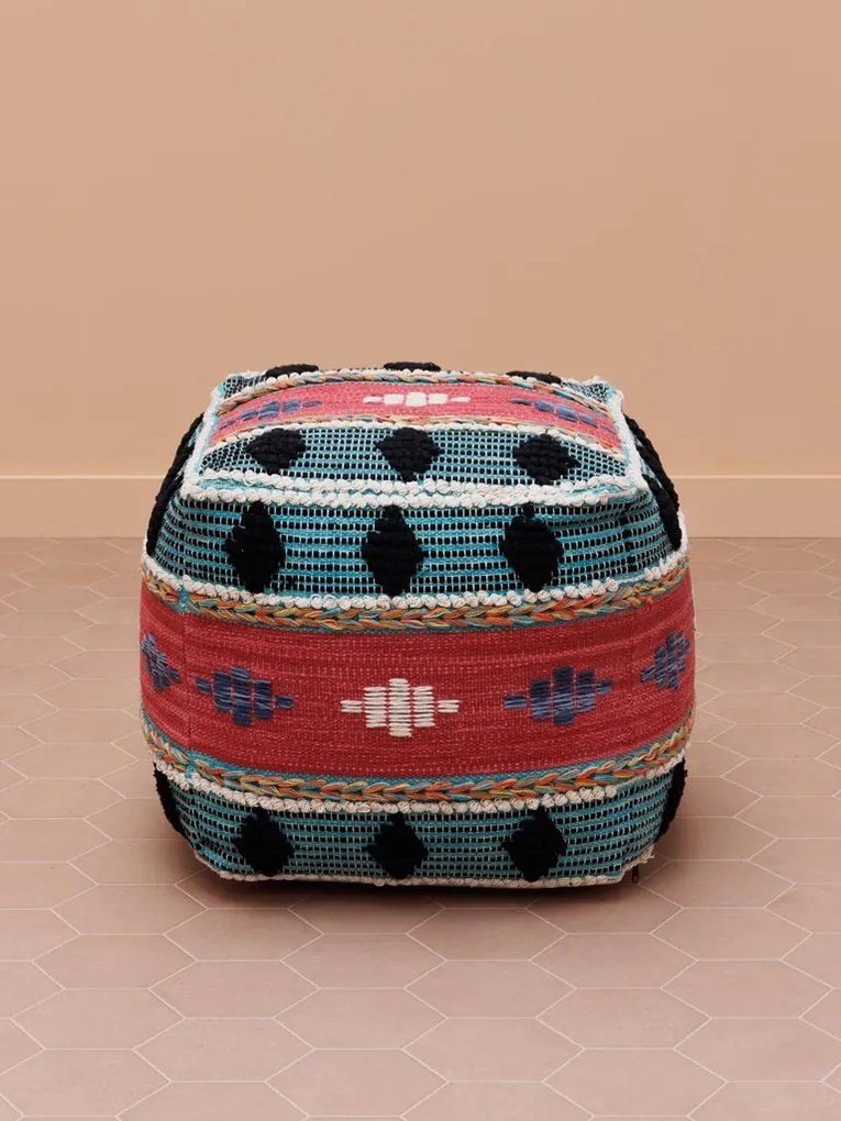 Puf multicolor, din bumbac si polistiren, Mariachi