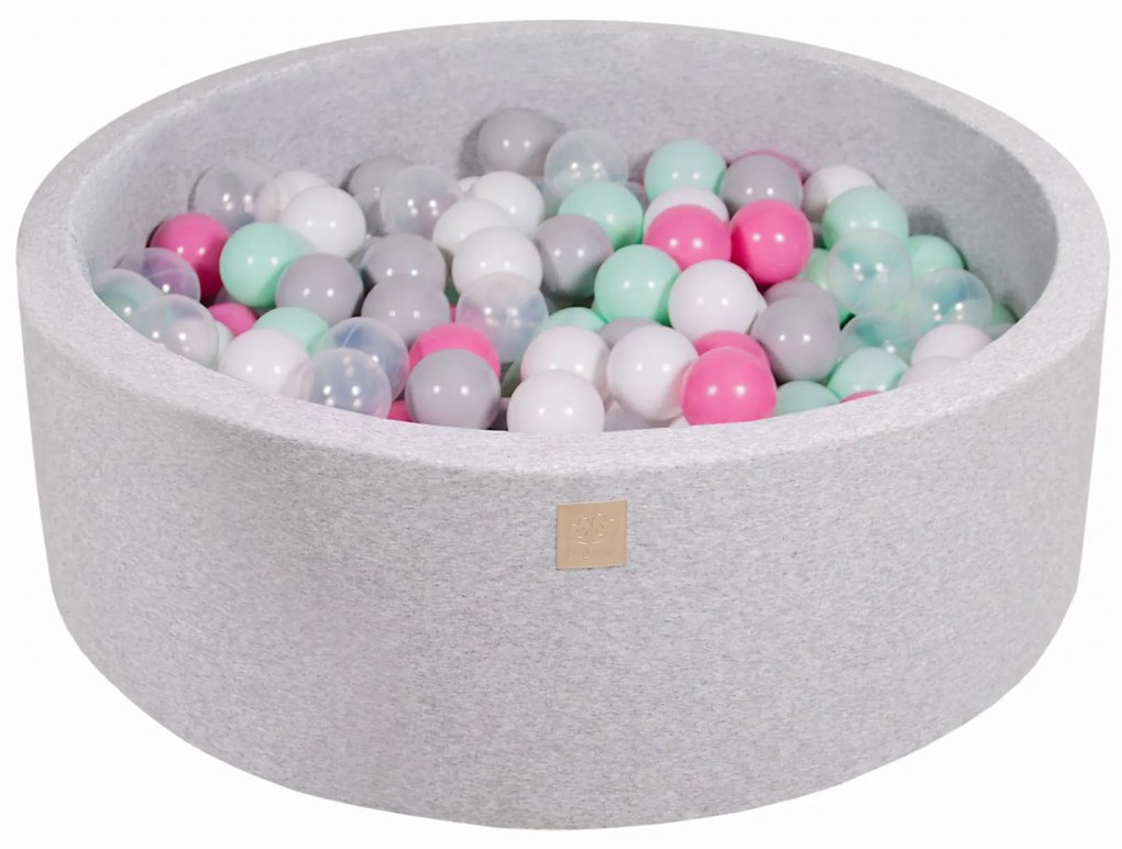 Meowbaby – Piscina rotunda 90×30 cm cu 200 mingi pentru copii – Light Grey